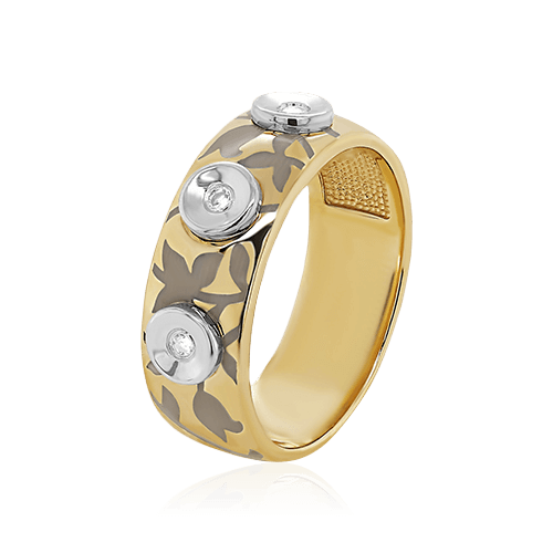Кольцо с бриллиантами из желтого золота 585 пробы (арт. 95612)