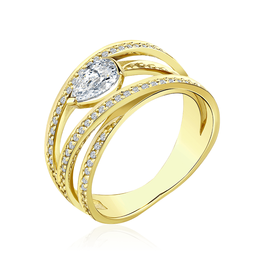 Кольцо с бриллиантами из желтого золота 585 пробы (арт. 104409)