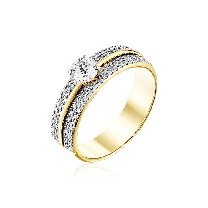 Кольцо с бриллиантами из желтого золота 585 (арт. 62710)
