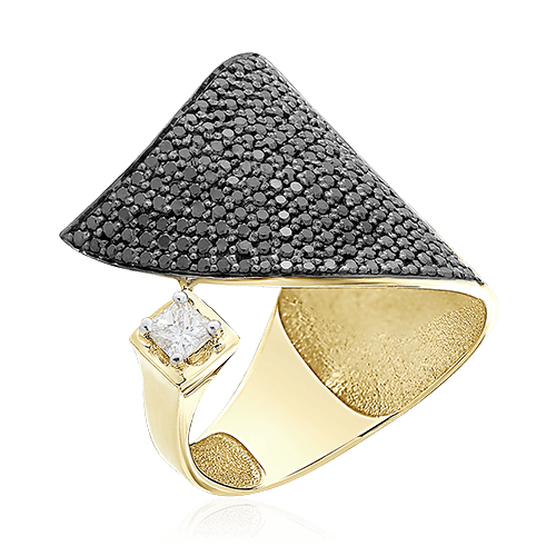 Кольцо с бриллиантами из желтого золота 585 (арт. 55337)