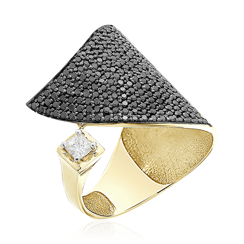Кольцо с бриллиантами из желтого золота 585 (арт. 66807)