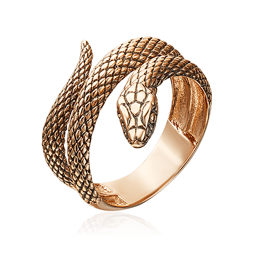 Кольцо Змея без вставок из красного золота 585 пробы, фото № 1