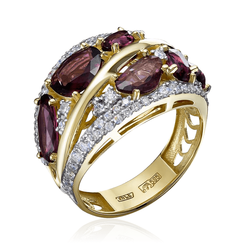 Кольцо с сапфиром, бриллиантами из комбинированного золота 585 пробы (арт. 82991)