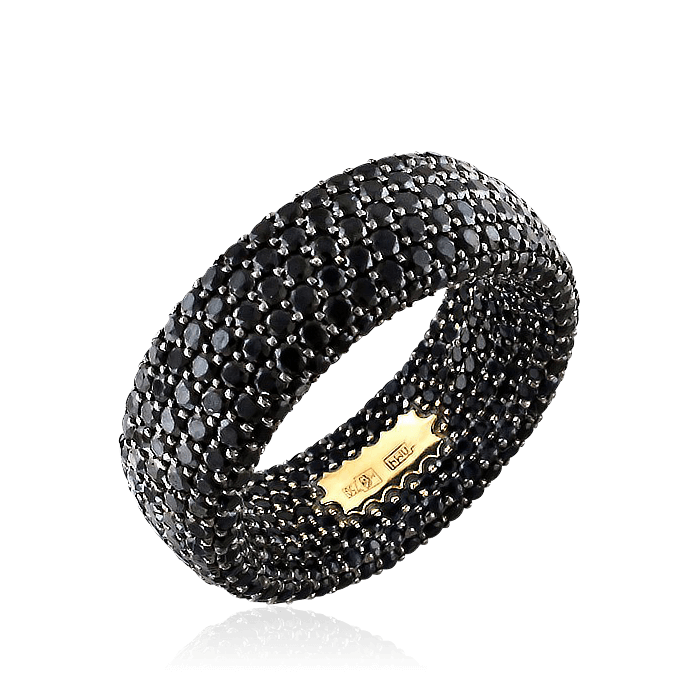 Кольцо с черными бриллиантами дорожка