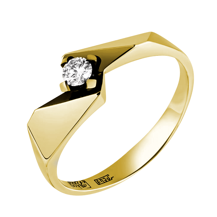 Кольцо с бриллиантами в желтом золоте, фото № 1