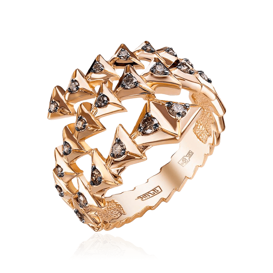 Кольцо Змея с бриллиантами из комбинированного золота 585 пробы (арт. 105030)