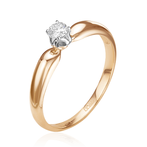 Кольцо с 1 бриллиантом из комбинированного золота 585 (арт. 57974)