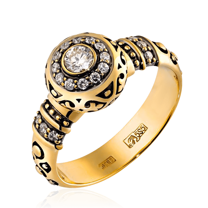 Кольцо с бриллиантами в комбинированном золоте (арт. 35866)