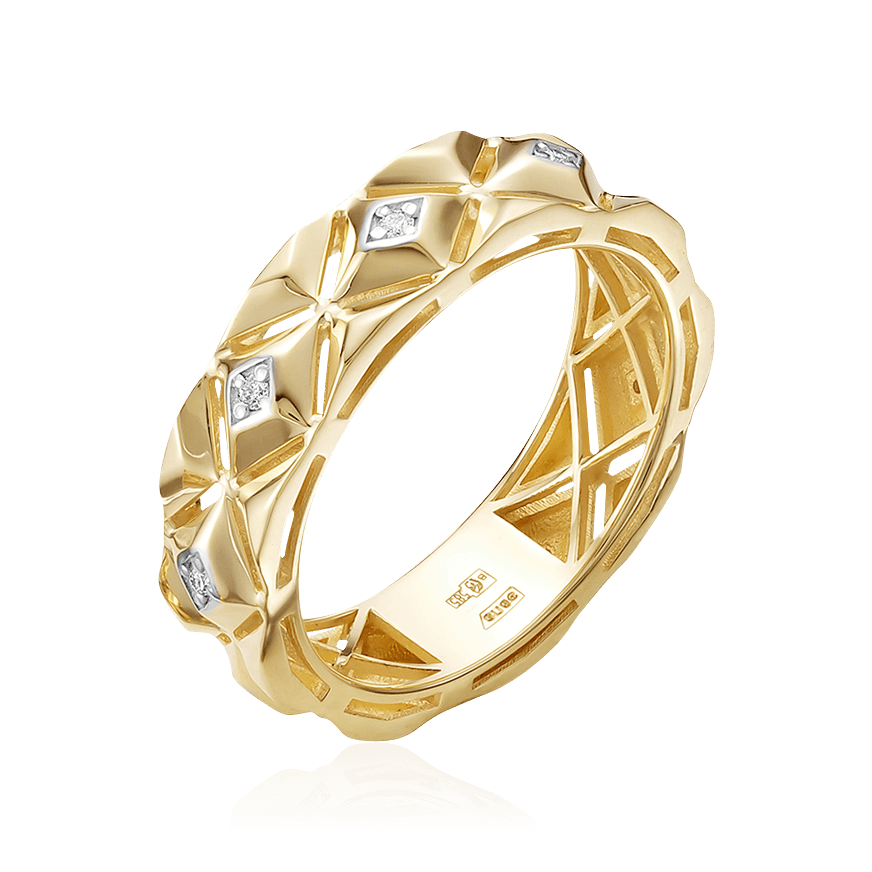 Кольцо с бриллиантами из желтого золота 585 пробы (арт. 104857)