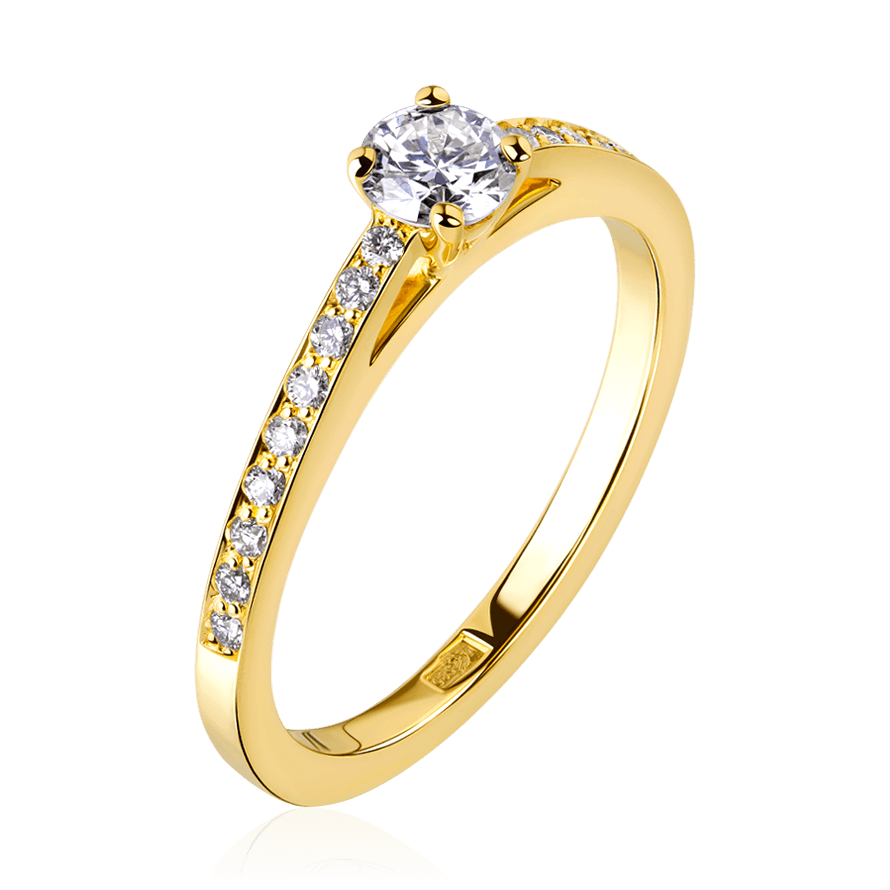 Кольцо с бриллиантами из желтого золота 585 пробы (арт. 105147)