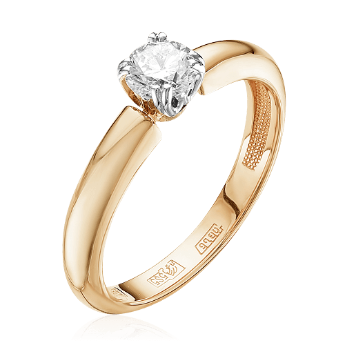 Кольцо с 1 бриллиантом из комбинированного золота 585 (арт. 58002)