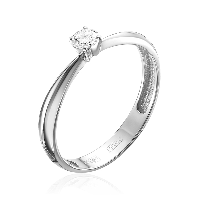 Кольцо помолвочное женское с бриллиантом белое золото