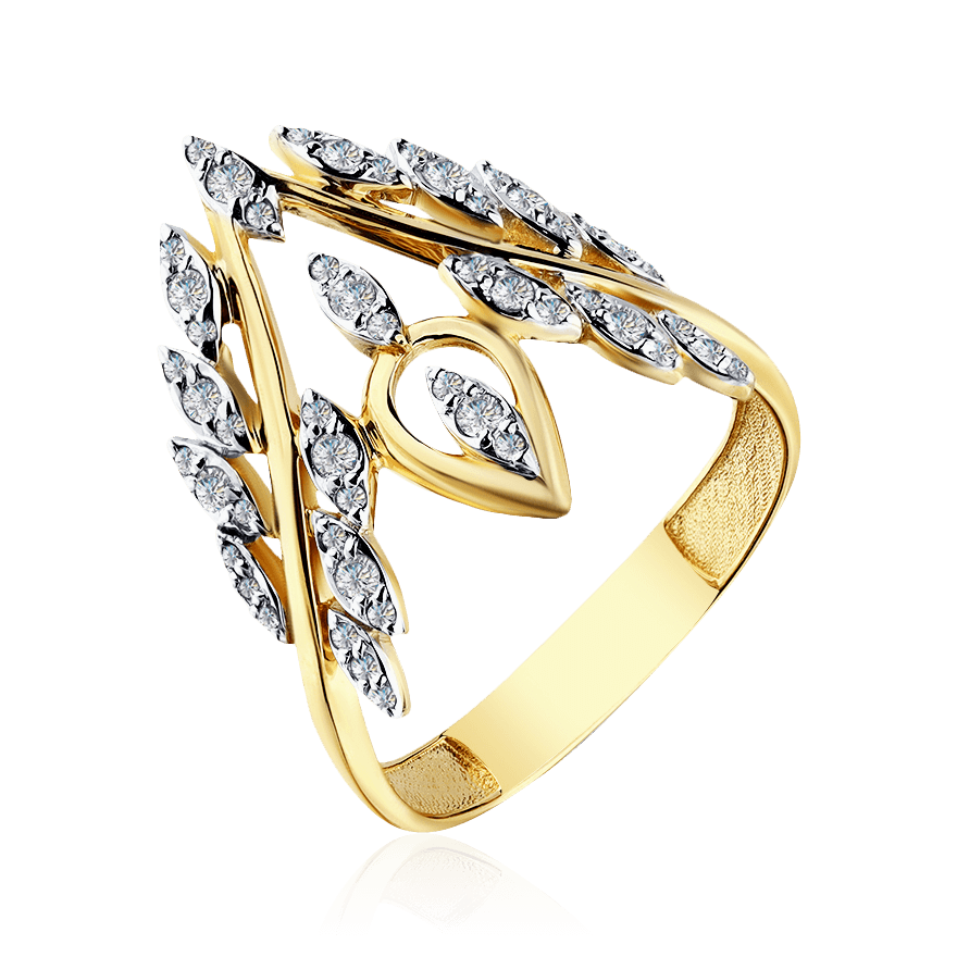 Кольцо с бриллиантами из комбинированного золота 585 пробы (арт. 92780)
