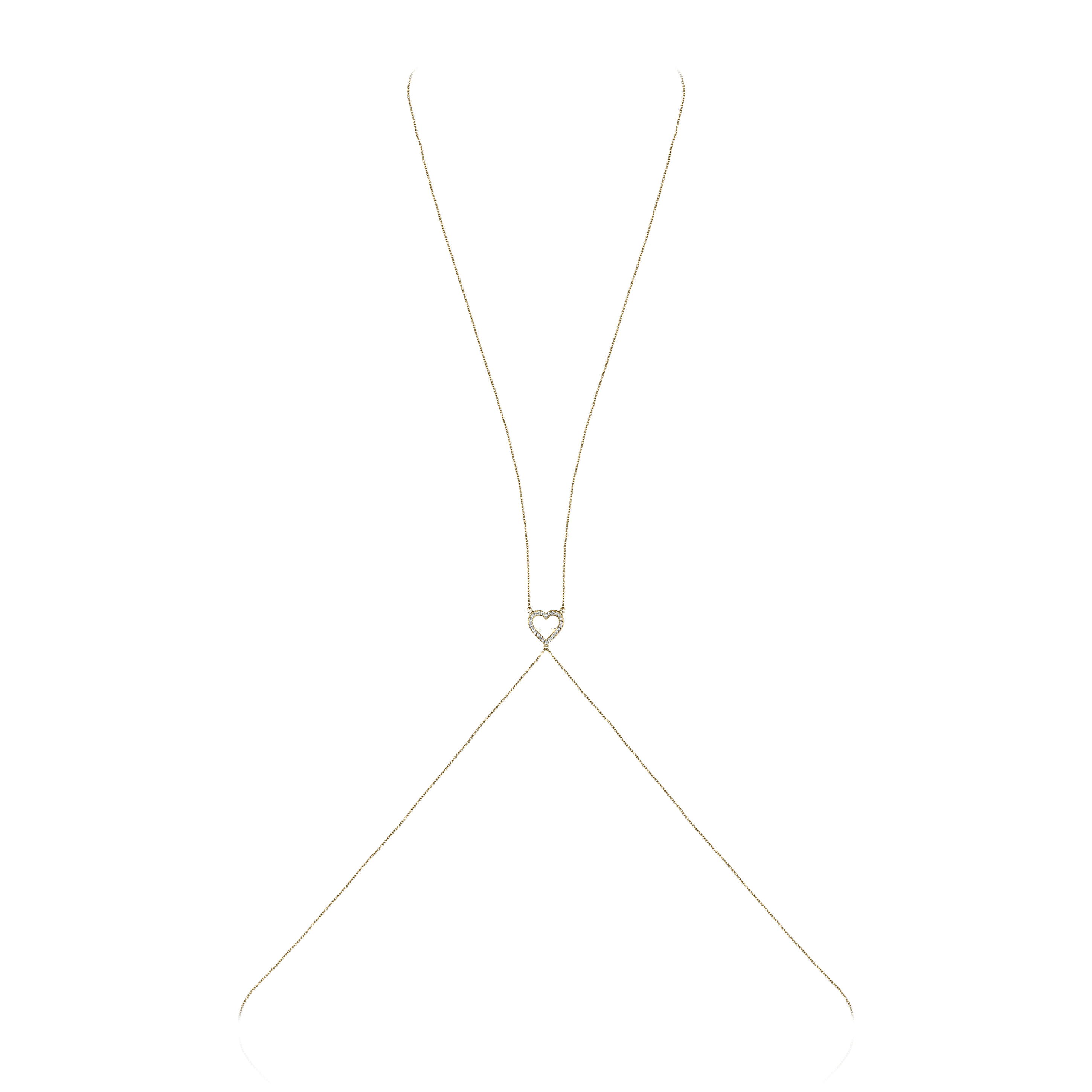 Колье сердце (цепь нательная) с цитрином из желтого золота 585 пробы (арт. 99218)