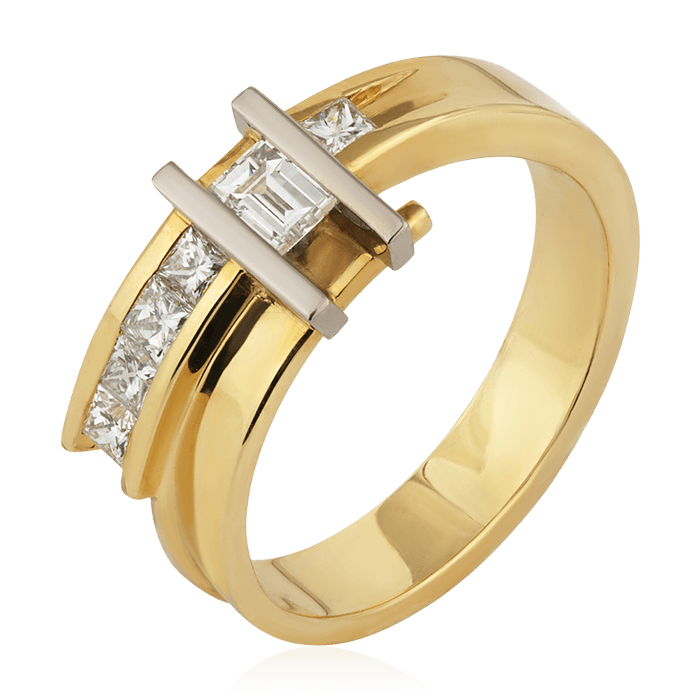Кольцо с бриллиантами из желтого золота 750, фото № 1