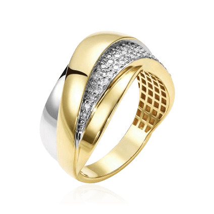 Кольцо с бриллиантами из желтого золота 585 пробы (арт. 101879)