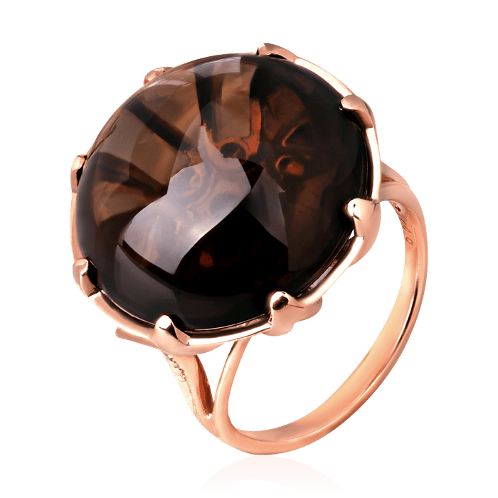 Кольцо с кварцем, бриллиантами из красного золота 585 пробы, фото № 1